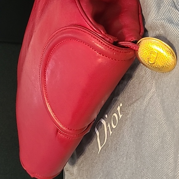CHRISTIAN DIOR RARE VINTAGE LIPSTICK RED LAMBSKIN LEATHER DOUBLE FLAP CLUTCH BAG - Picture 17 of 17